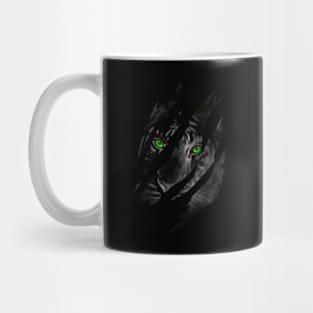 Cat Eye of the Fearless Tiger Silhouette Mug